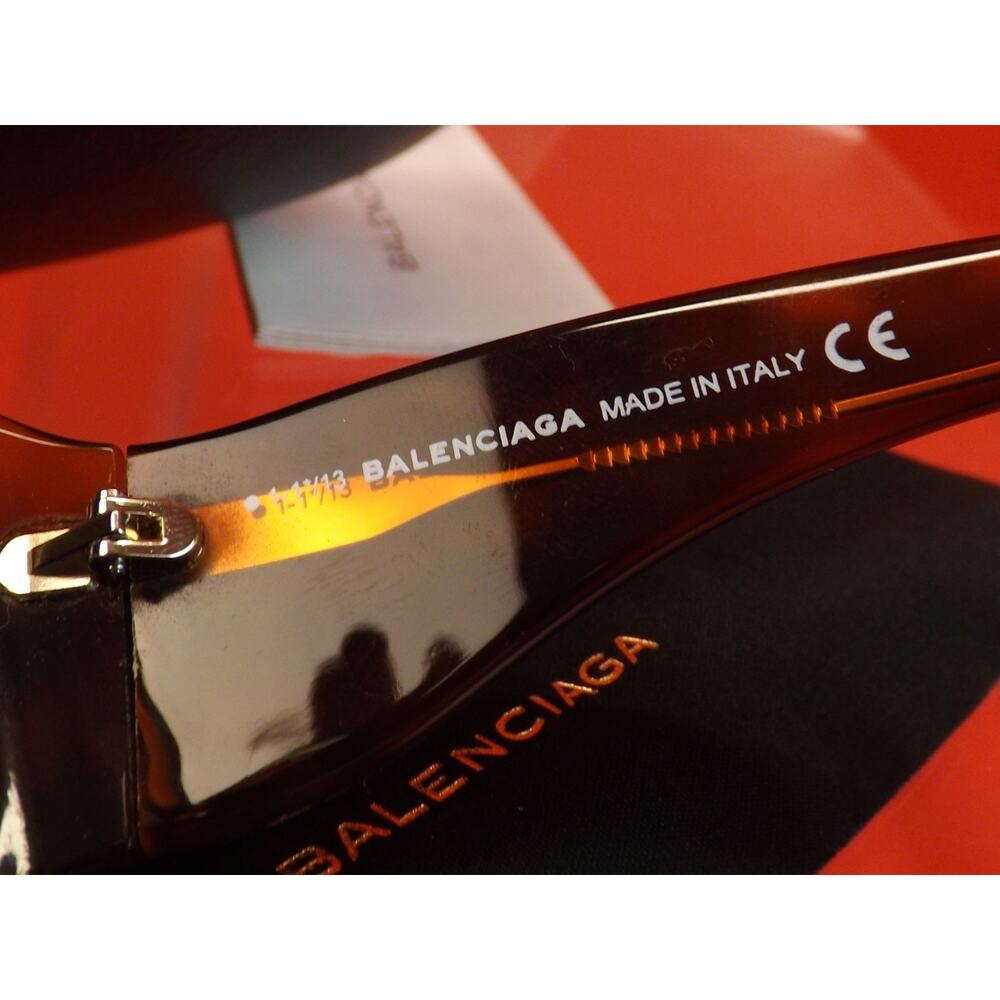 NWT BALENCIAGA BA2013 53N HAVANA PLASTIC FRAME OVERSIZED SUNGLASSES $495 ITALY - Picture 8 of 12